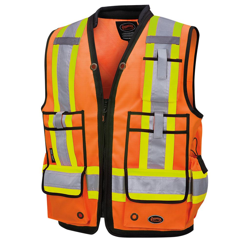 Hi-Viz 1200D Surveyor&#39;s Vest - Hi-Viz Orange - L