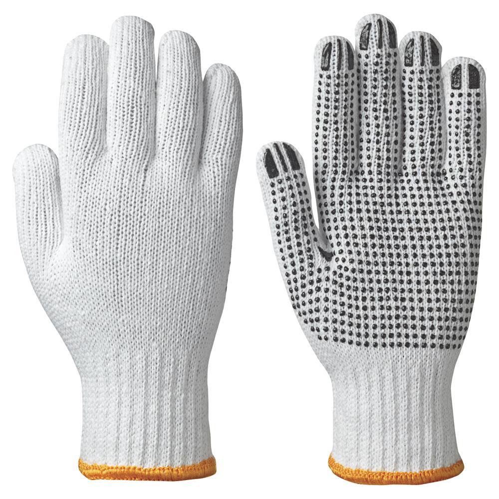 Knitted Cotton/Polyester Glove, Dots on Palm - M