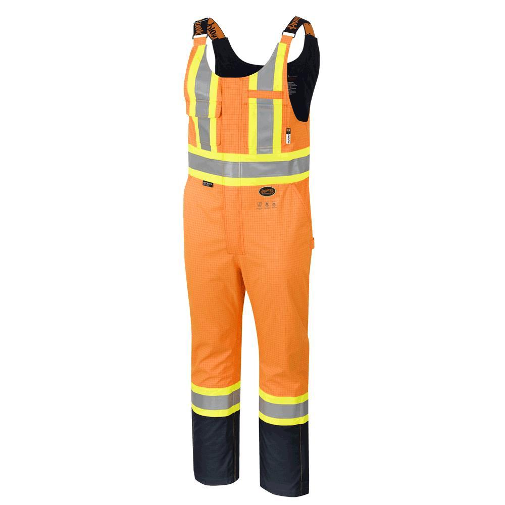 Hi-Viz Orange &#34;The Defender&#34; FR/ARC/Antistatic 300D Oxford Trilaminate Safety Rainwear Bib P