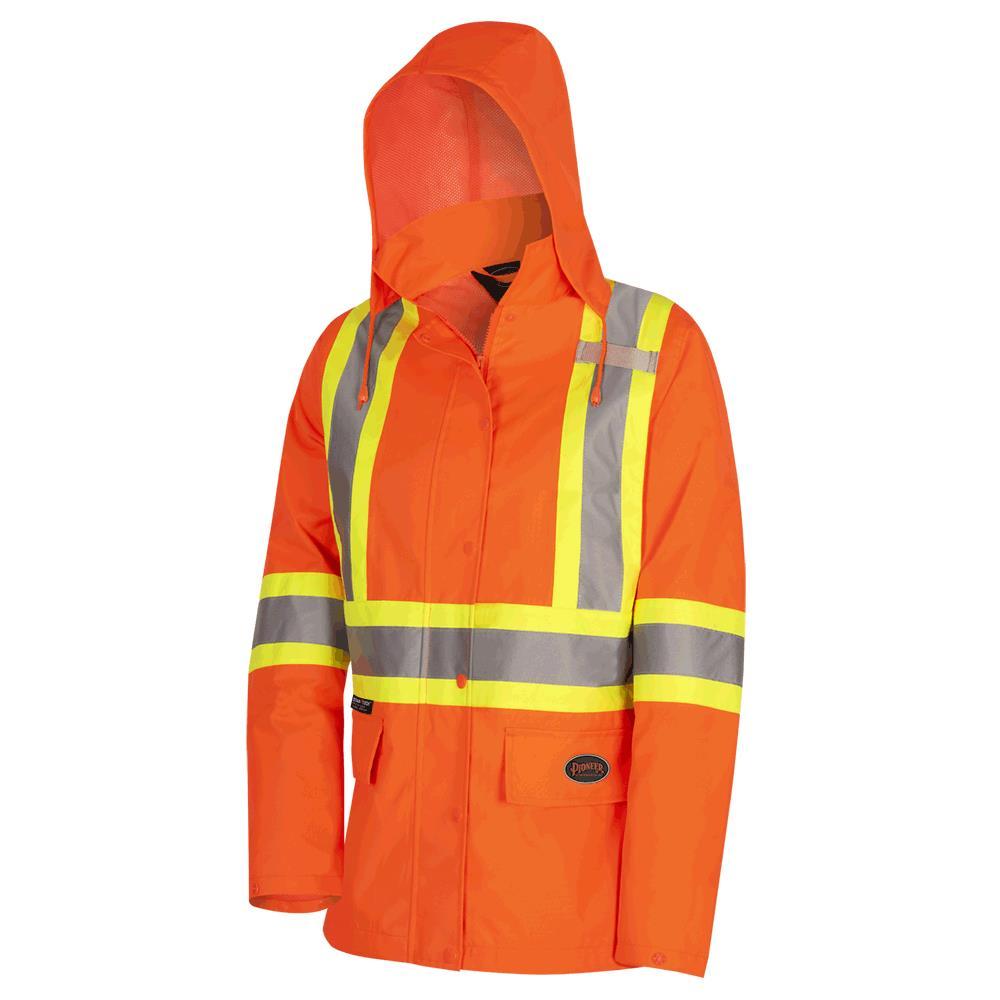 Women&#39;s Hi-Viz Orange Waterproof 300D Polyester/PU Jacket - XL