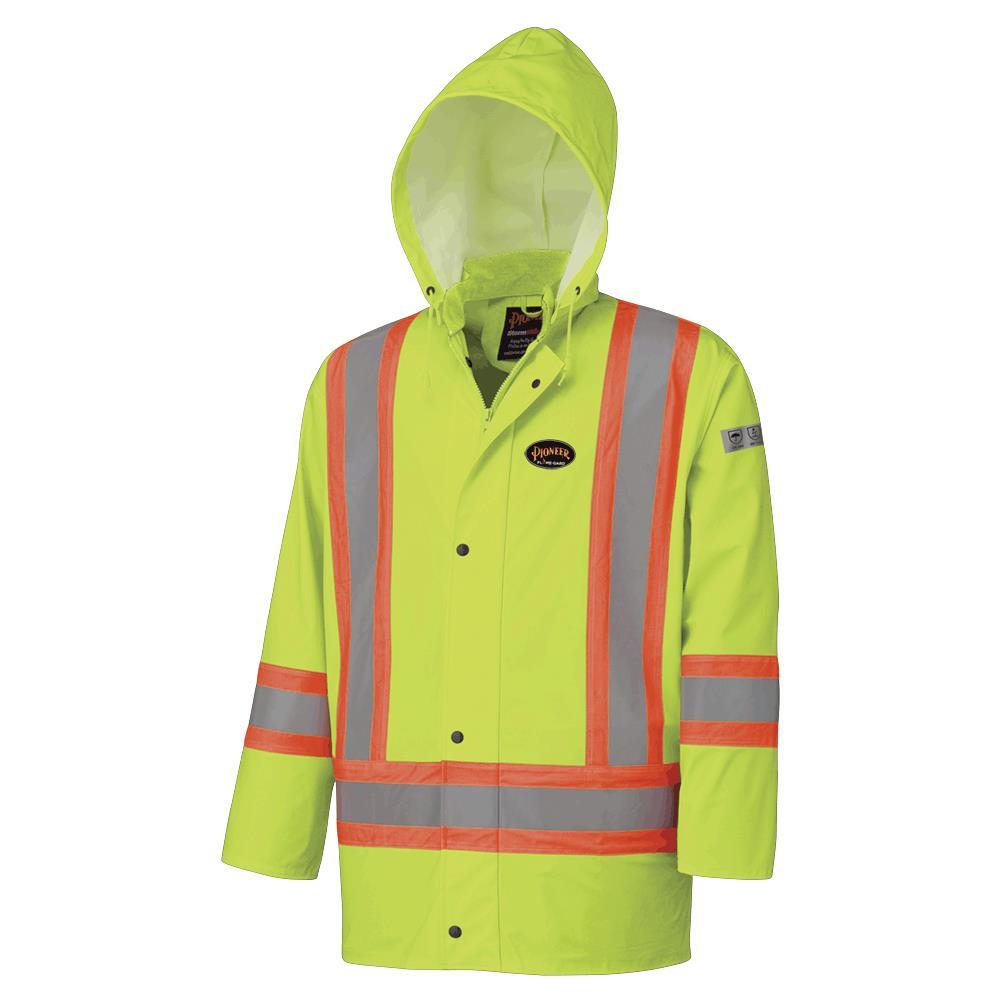 Hi-Viz Yellow/Green Flame Resistant PU Stretch Waterproof Jacket - 2XL