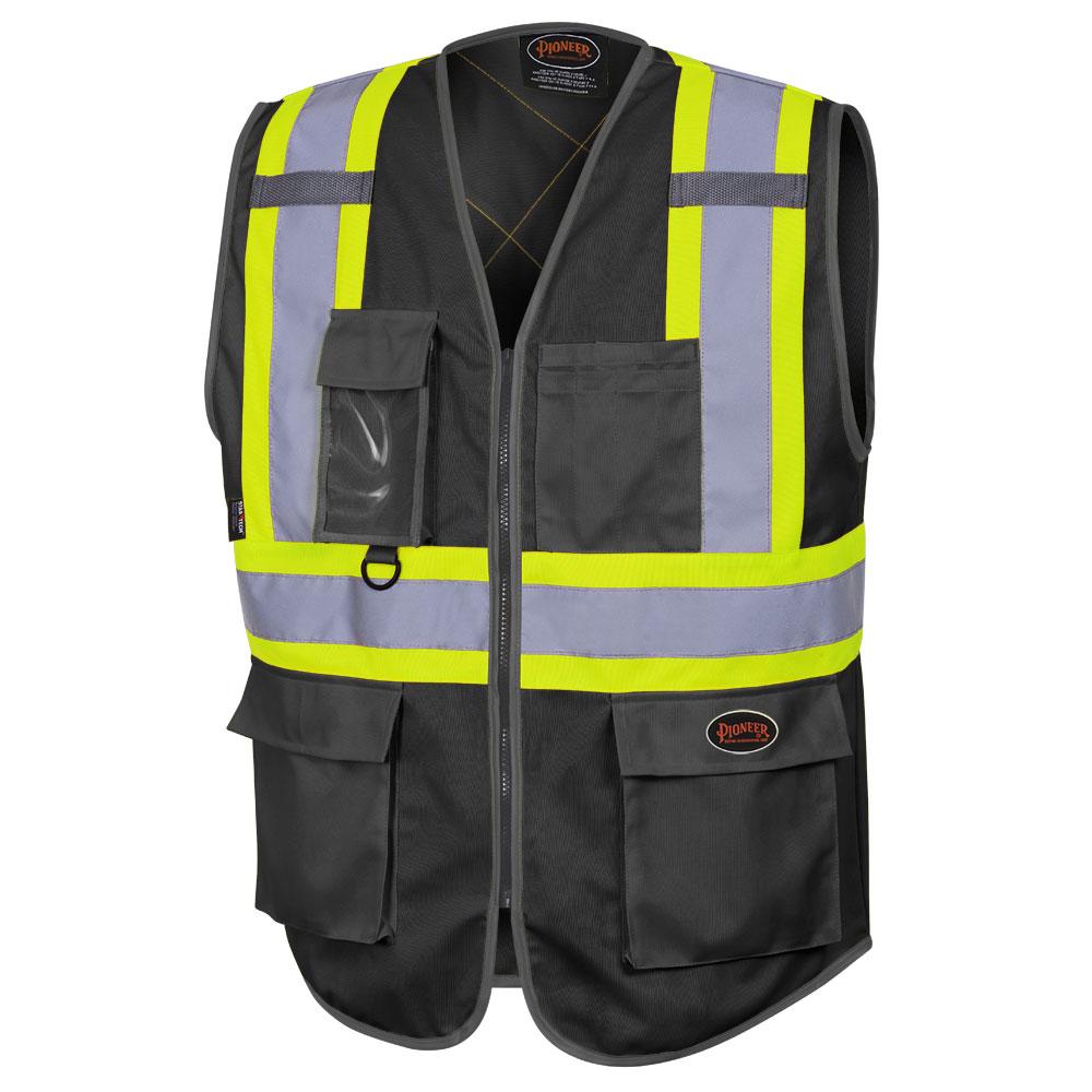 Hi-Viz Zip-Front Safety Vest - Black - XS