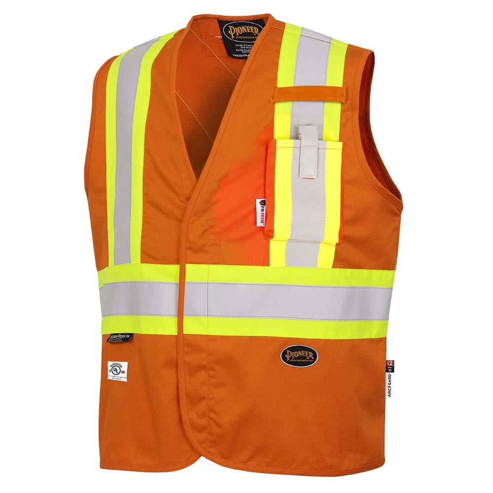 Hi-Viz FR-Tech® 88/12 7 oz Flame-Resistant Safety Vest - Hi-Viz Orange - M