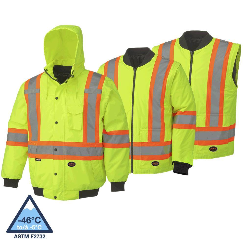Hi-Viz Yellow/Green 100% Waterproof 7-in-1 Bomber - M