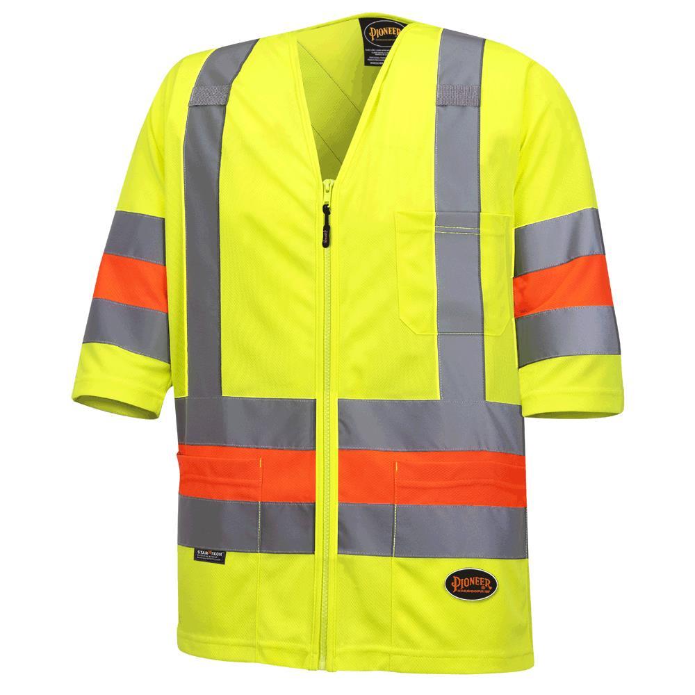 Hi-Viz Yellow Short-Sleeved Quebec Traffic Control Shirt - 2XL