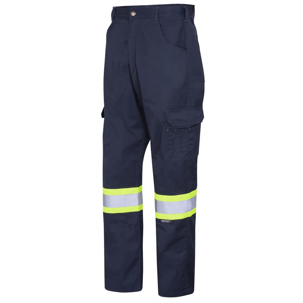 Navy Hi-Viz Polyester/Cotton Cargo Work Pants - 38x32