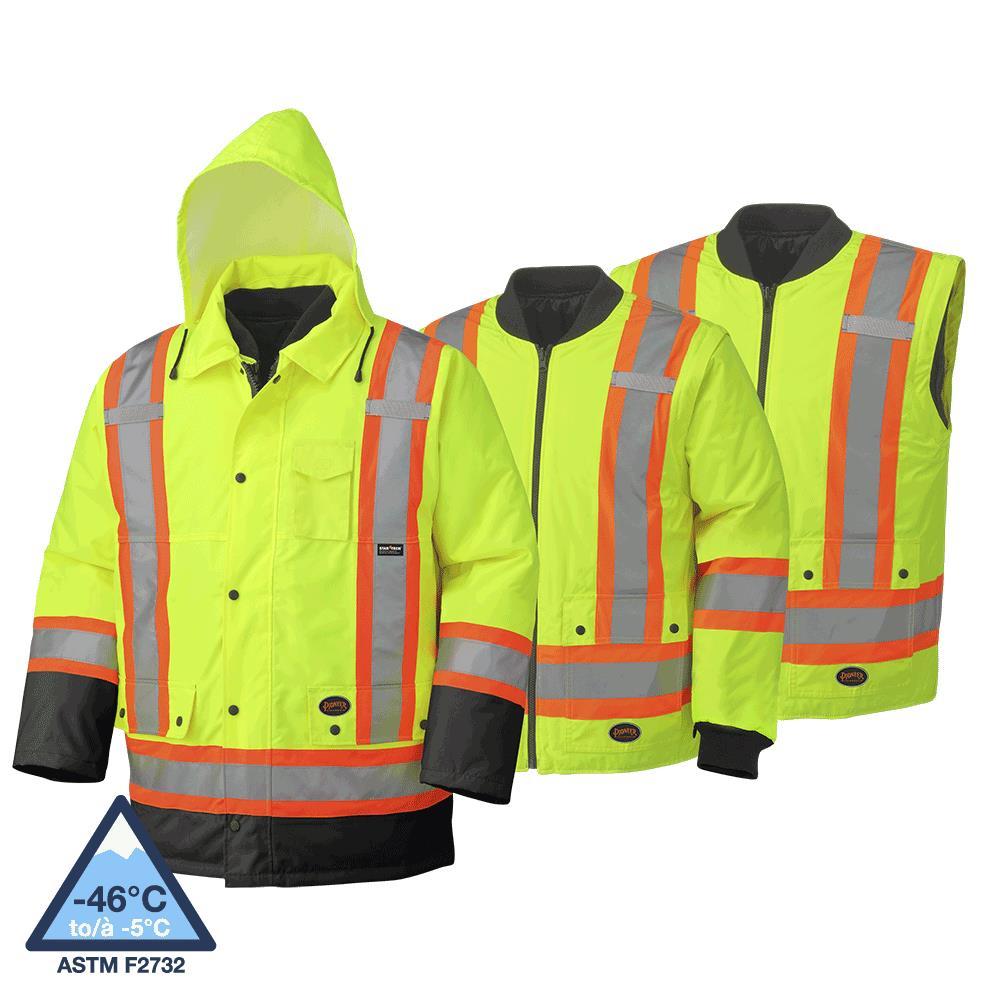 Hi-Viz Yellow/Green 100% Waterproof 7-in-1 Parka - XXS
