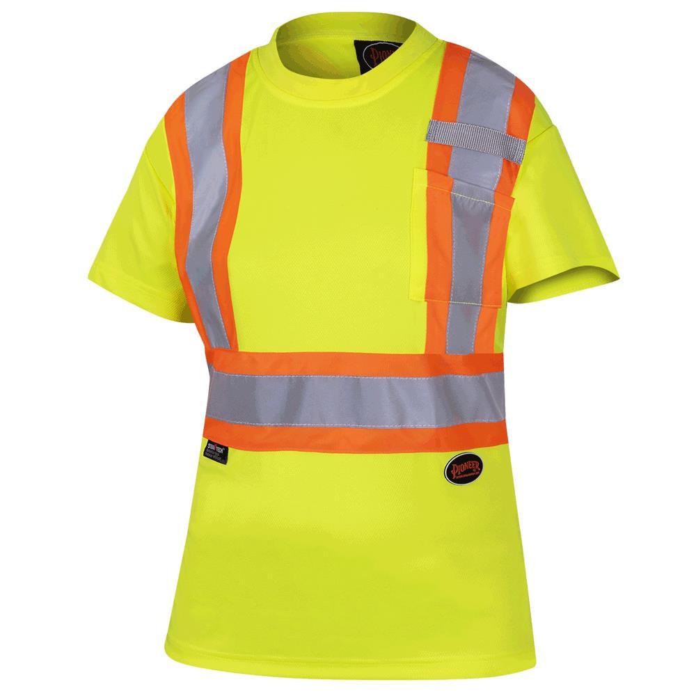 Hi Viz Yellow Women s Birdseye Safety T Shirt M V1051860 M Hytex 85 inc