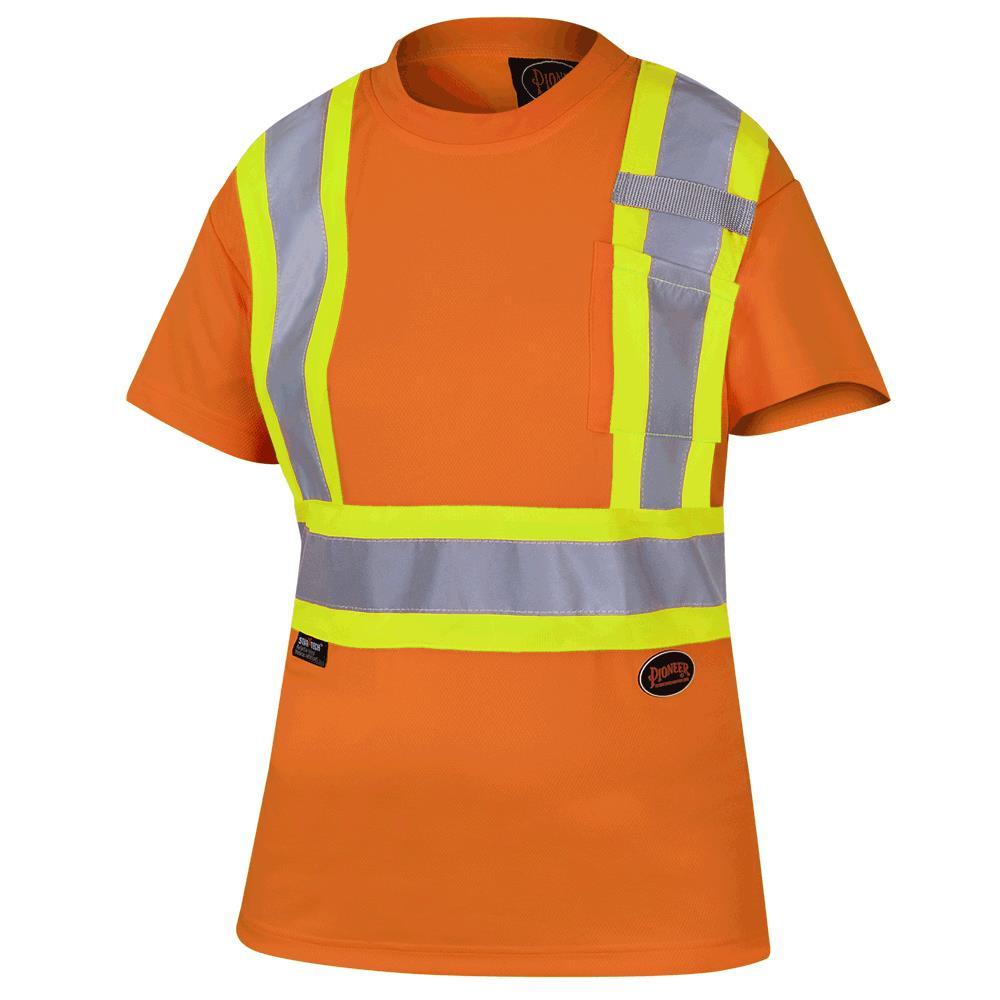 Hi-Viz Orange Women&#39;s Birdseye Safety T-Shirt - S