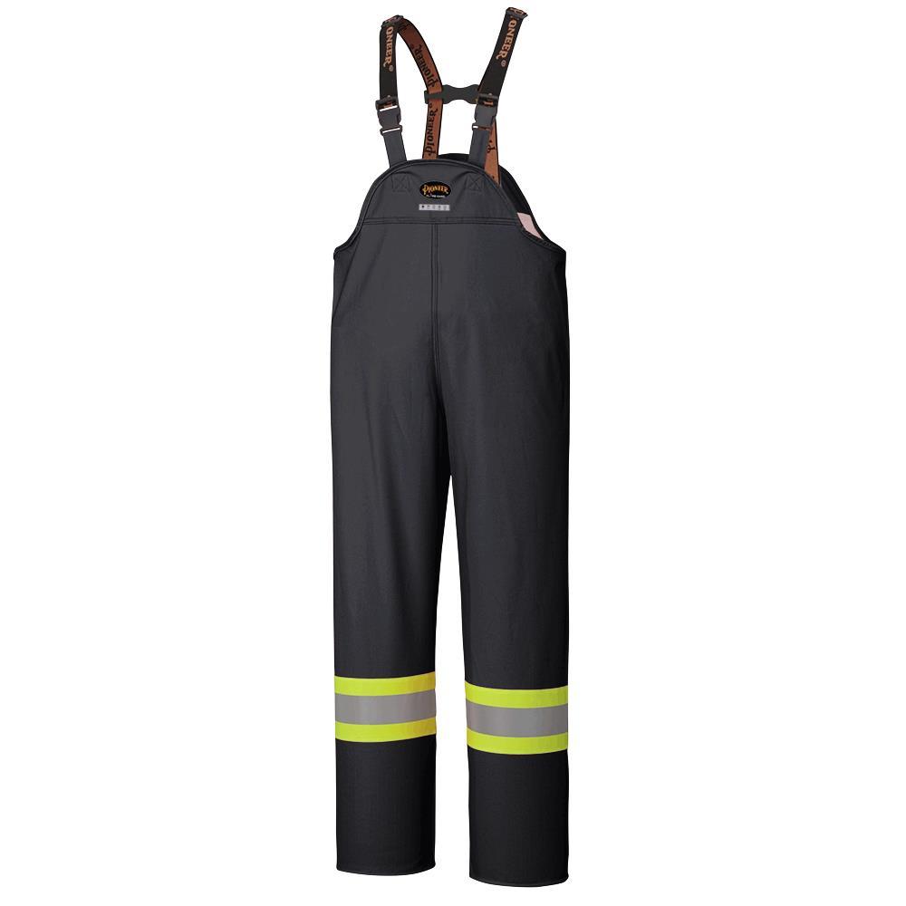 Black Hi-Viz Flame Resistant PU Stretch Waterproof Bib Pants - XL