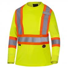 Pioneer V1052860-3XL - Hi-Viz Yellow Polyester Birdseye Women’s Safety Long-Sleeve T-shirt - 3XL