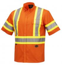 Pioneer V2120350-3XL - Hi-Viz Short Sleeved Cotton Safety Shirt - Hi-Viz Orange - 3XL