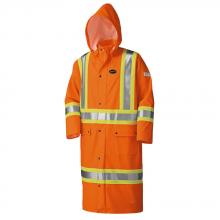 Pioneer V3520350-M - Hi-Viz Orange Flame Resistant PU Stretch Long Waterproof Coat - M