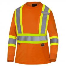 Pioneer V1052850-XS - Hi-Viz Orange Polyester Birdseye Women’s Safety Long-Sleeve T-shirt - XS