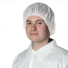 Pioneer V7012150-O/S - White Polypropylene Bouffant Caps - 100-pack - O/S