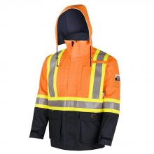 Pioneer V2590150-M - Hi-Viz Orange "The Defender" FR/ARC/Antistatic 300D Oxford Trilaminate Safety Rainwear Jacke