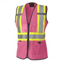 Pioneer V1021840-3XL - Women's Safety Vest - Tricot Poly Interlock - Pink - 3XL