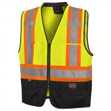 Pioneer V1024960-4/5XL - Zip-Front Bi-Colour Safety Vest - Hi-Viz Yellow - 4XL/5XL