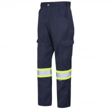 Pioneer V2080581-38x32 - Navy Hi-Viz Polyester/Cotton Cargo Work Pants - 38x32
