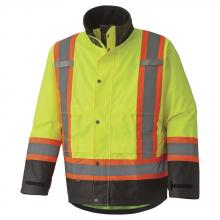 Pioneer V1200260-L - Hi-Viz Yellow/Green 300D Trilobal Ripstop Waterproof Safety Jacket with PU Coating - L
