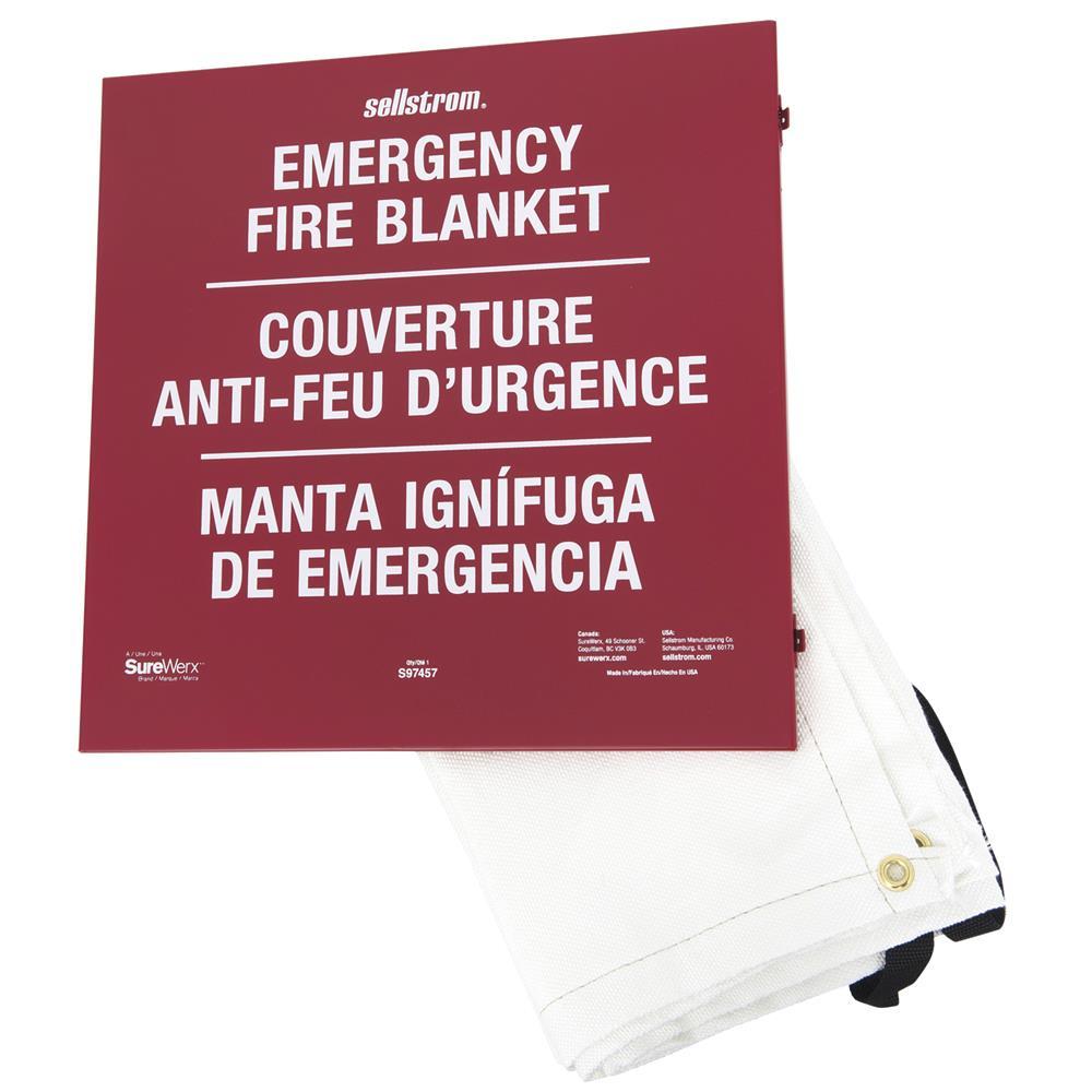 Uncoated Fibreglass 18oz High-Temperature Emergency Fire Blanket with Red Metal Cabinet