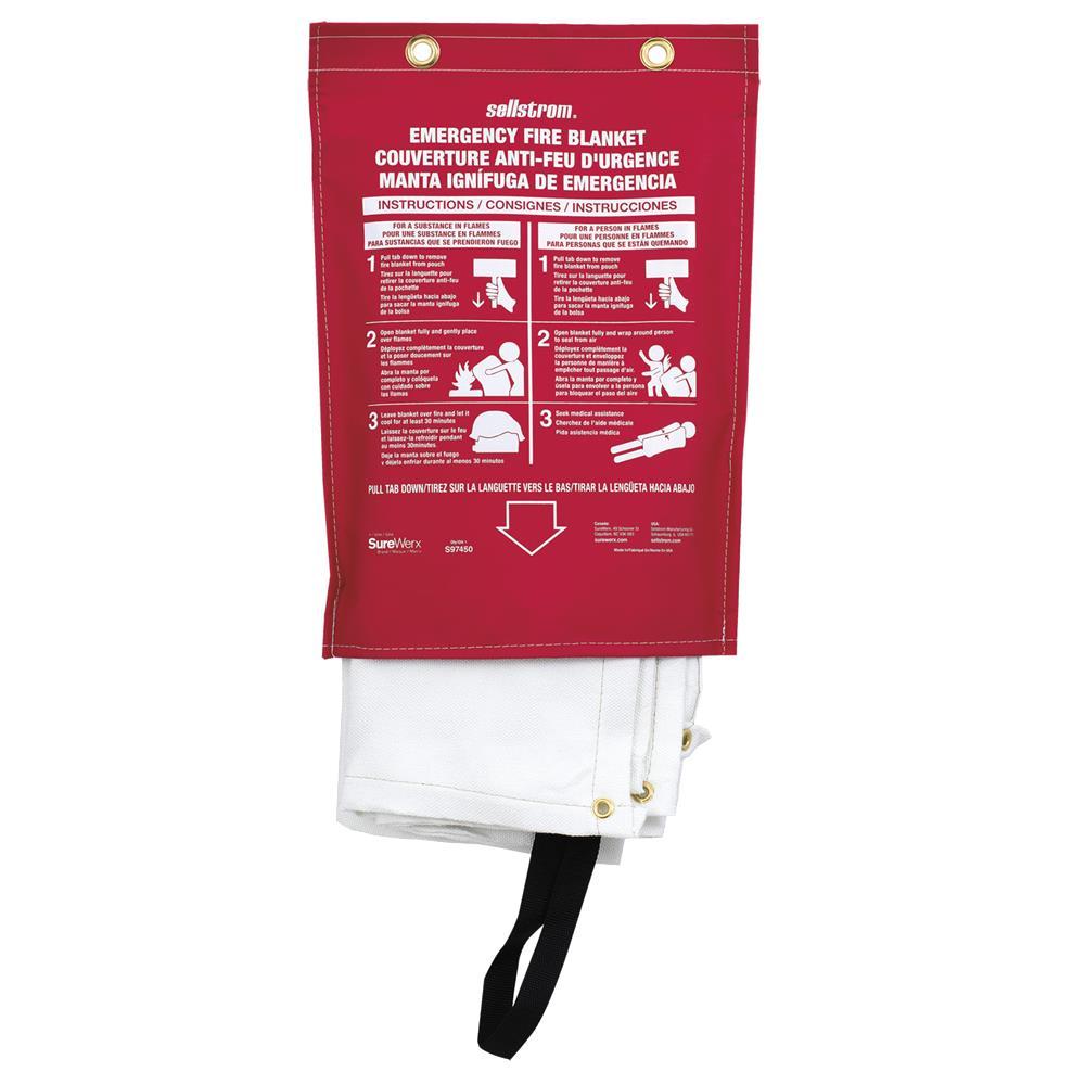 Uncoated Fibreglass 18oz High-Temperature Emergency Fire Blanket with Red Vinyl Hanging Pouch